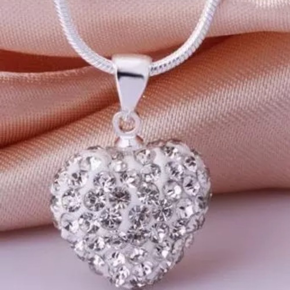 Crystal Heart Pendant - White